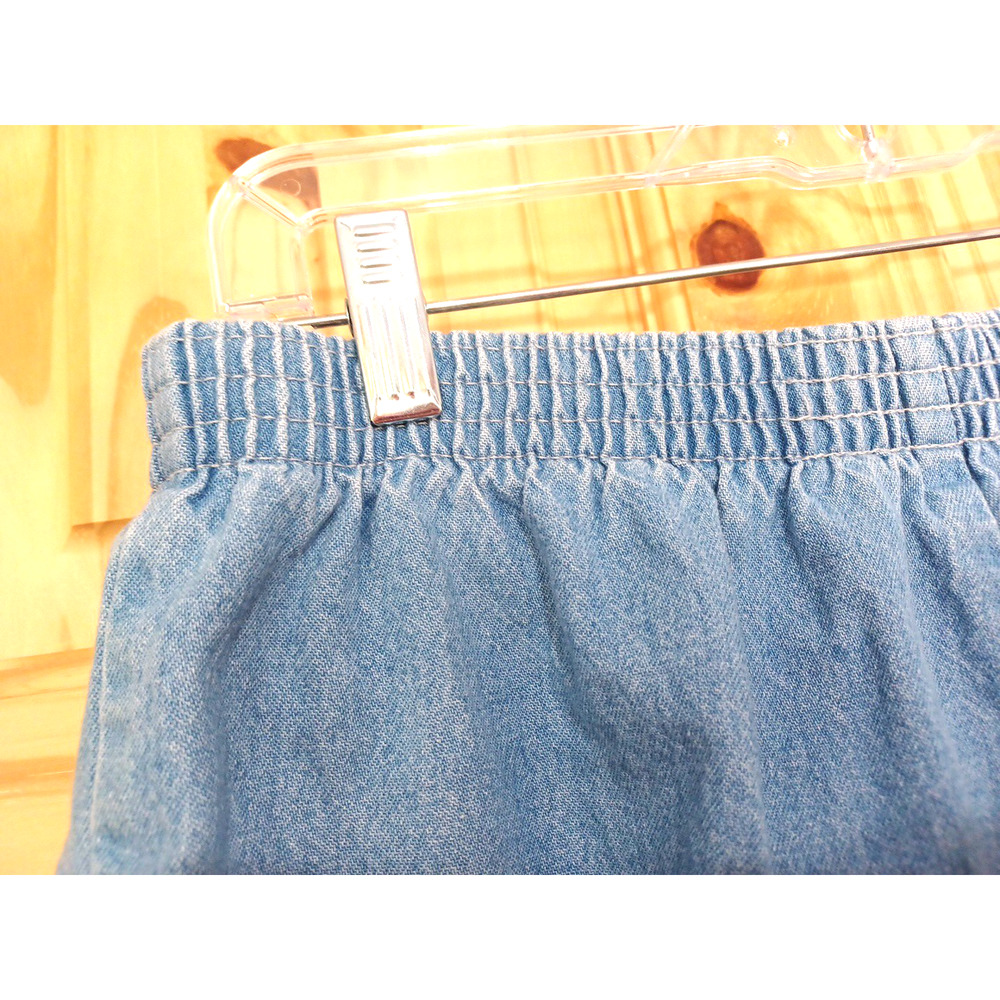 VTG Chic Women's Lt Blue Denim 100% Cotton Shorts Sz 14 High Rise Elastic Waist - Picture 4 of 11